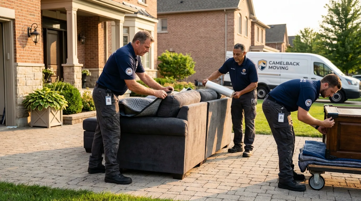 Large estate moving crew wrapping furniture in Cambridge Springs, PA