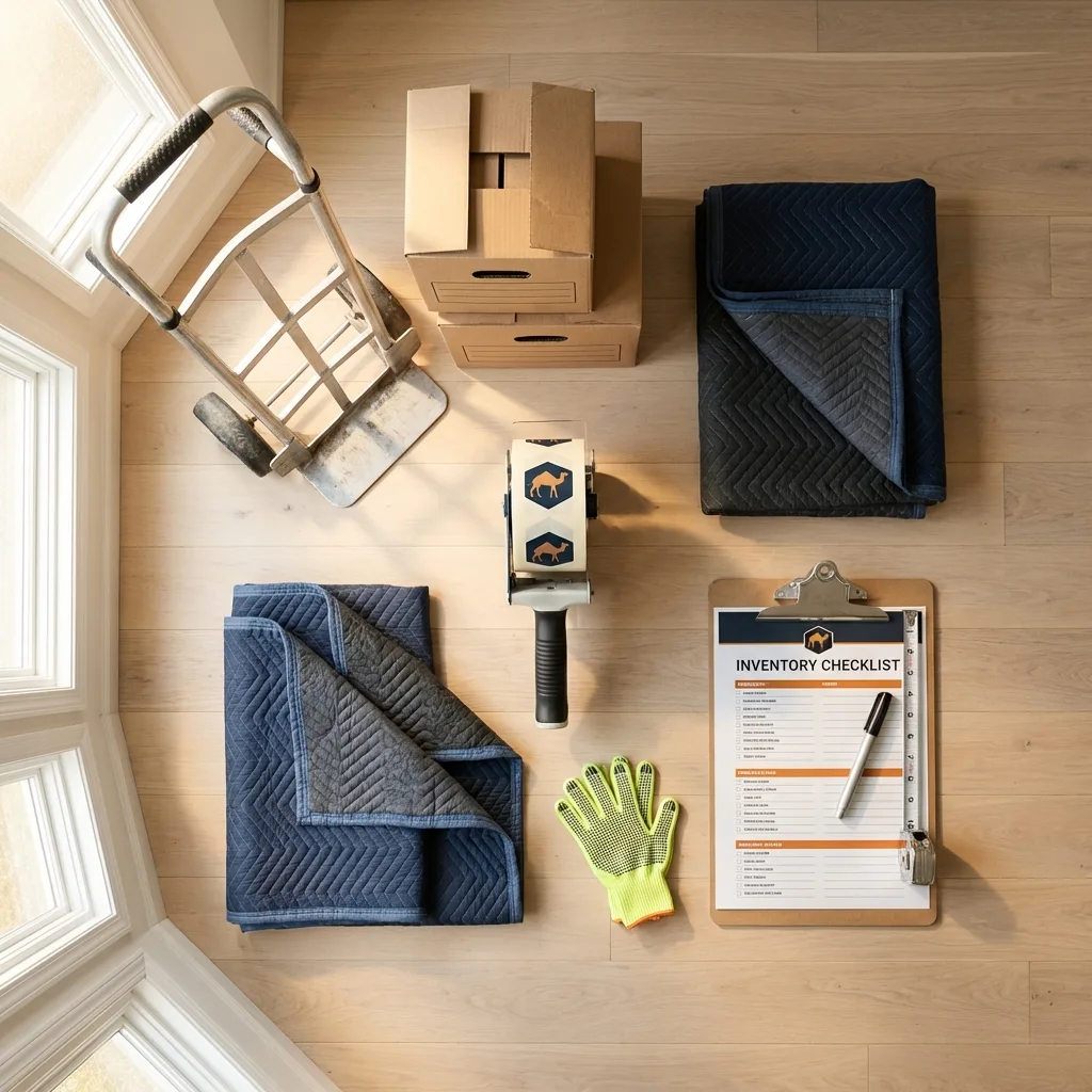 Professional moving supplies and packing materials layout for Cambridge Springs residential relocations